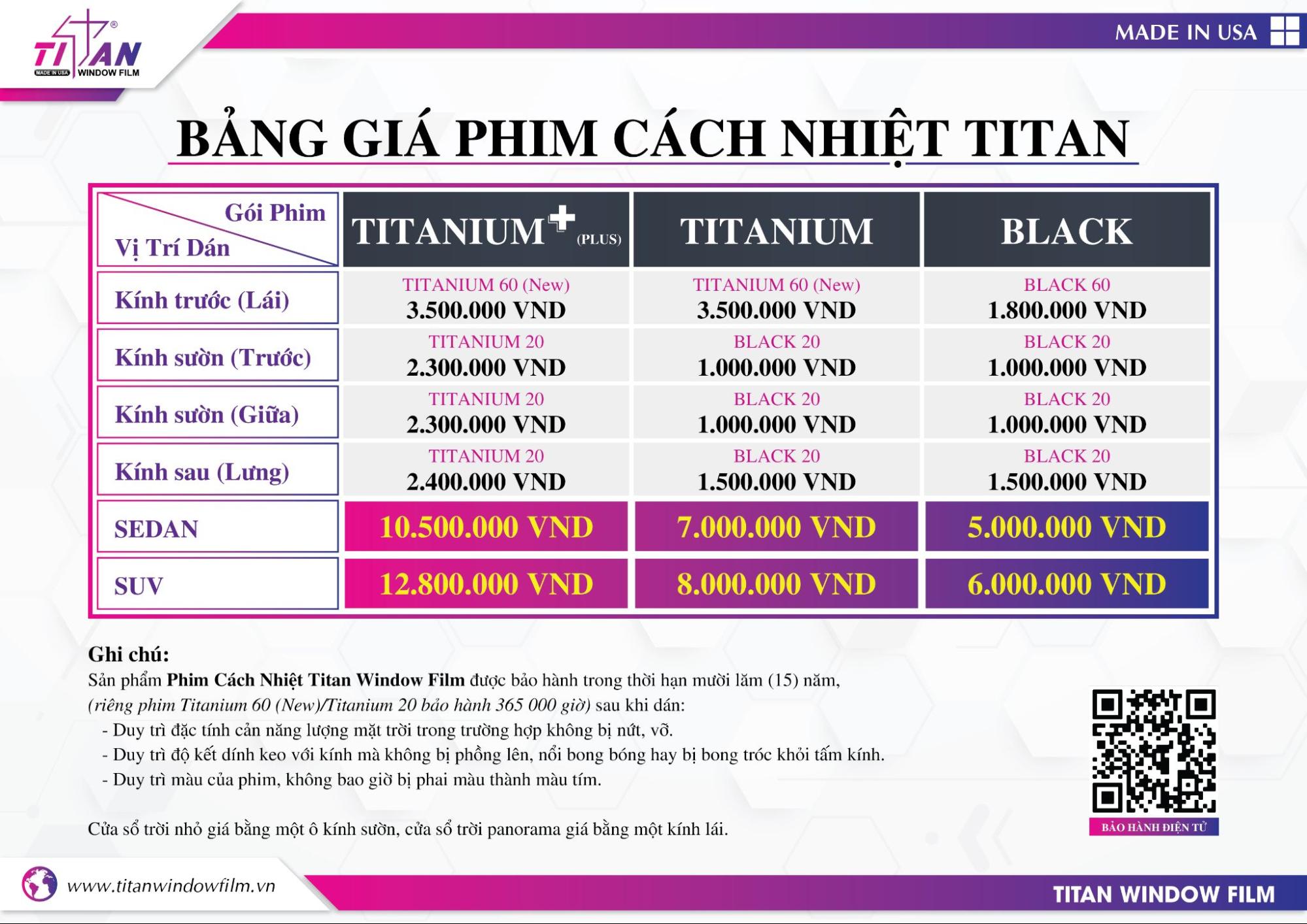 PHIM CÁCH NHIỆT TITAN GÓI TITANIUM PLUS SUV PHIM CÁCH NHIỆT TITAN GÓI TITANIUM PLUS SUV